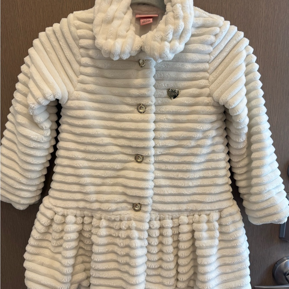 Juicy Couture Girls Faux Fur White Coat - Size 7
